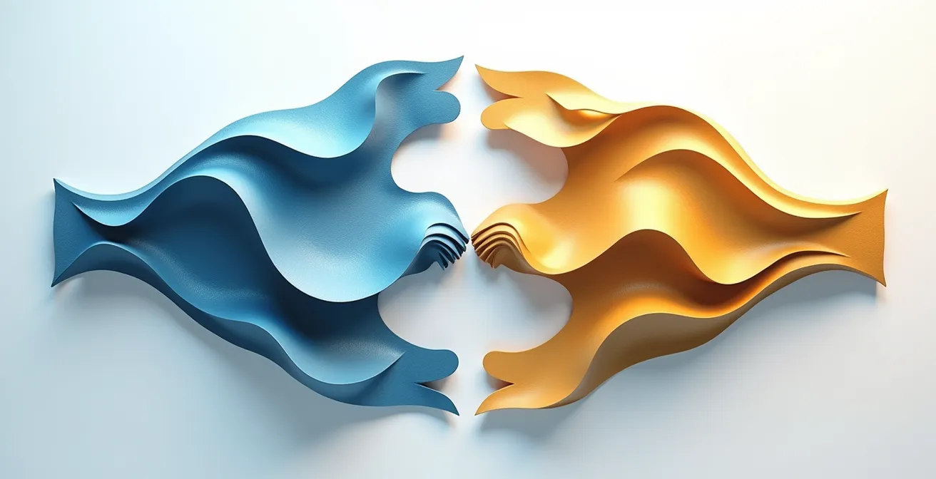 Abstract visualization of leadership evolution from crisis to transformation