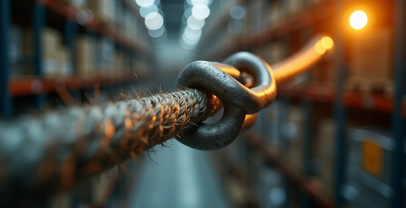 Macro shot of interconnected supply chain components