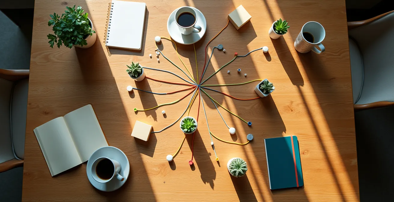 Abstract network visualization with interconnected nodes representing professional connections