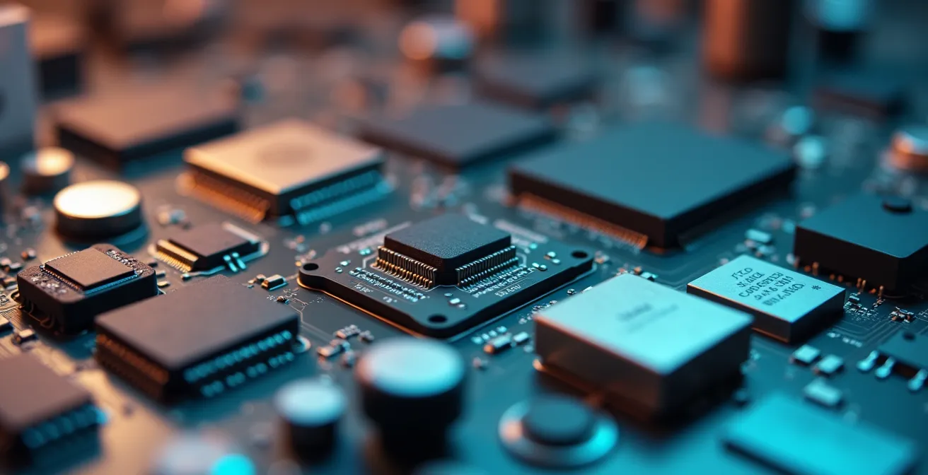 Extreme close-up of prototype components showing intricate details and textures