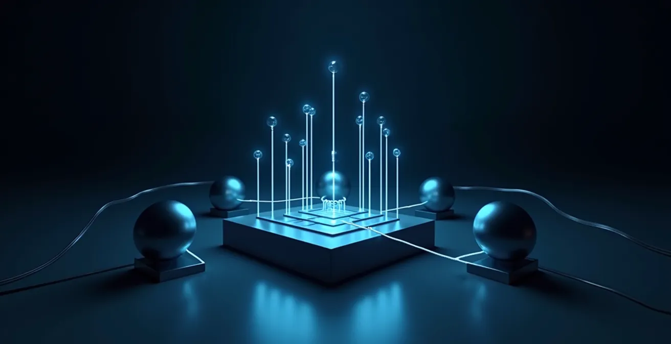 Abstract visualization of scalable cloud infrastructure with interconnected nodes